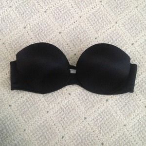 Black padded strapless bra.