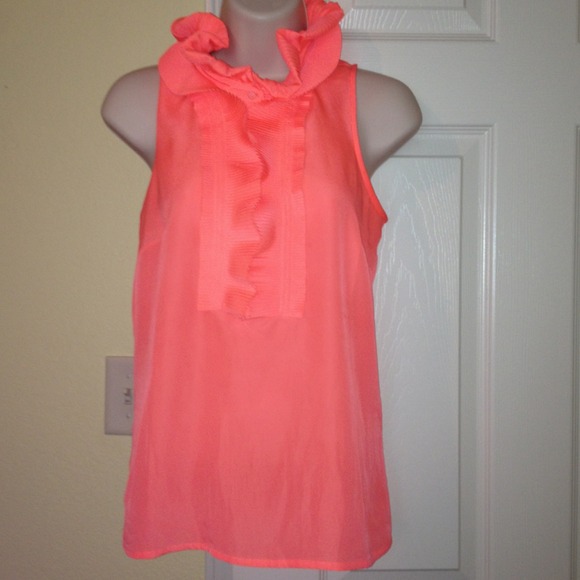 J crew ruffle melon top xs