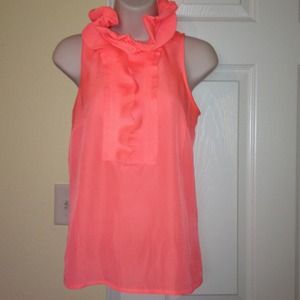 J crew ruffle melon top xs