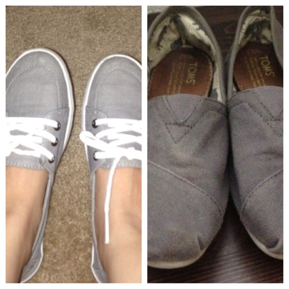 🚫SOLD BUNDLE 🚫Grey Vans, Grey TOMS, tan scarf - Picture 2 of 3