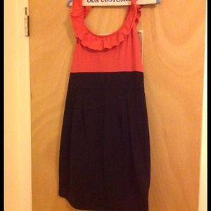 Coral and black dress