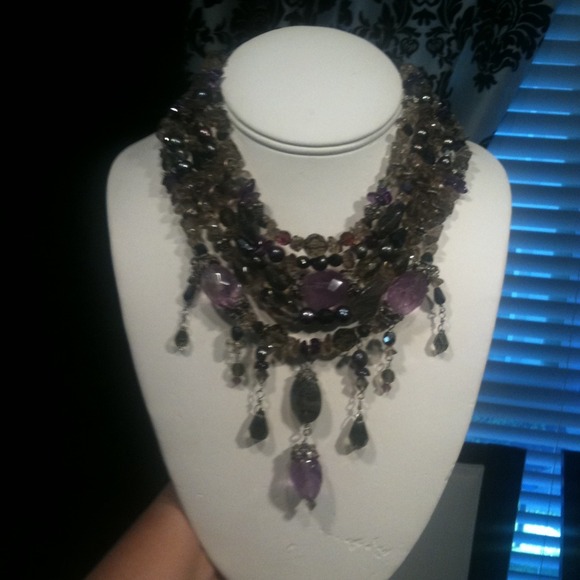 Amethyst and Crystal, Silver Necklace - Picture 1 of 4