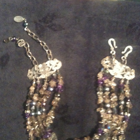 Amethyst and Crystal, Silver Necklace - Picture 4 of 4