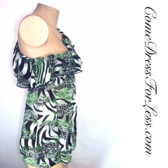 Maya Green & Black Print Top - Picture 2 of 4