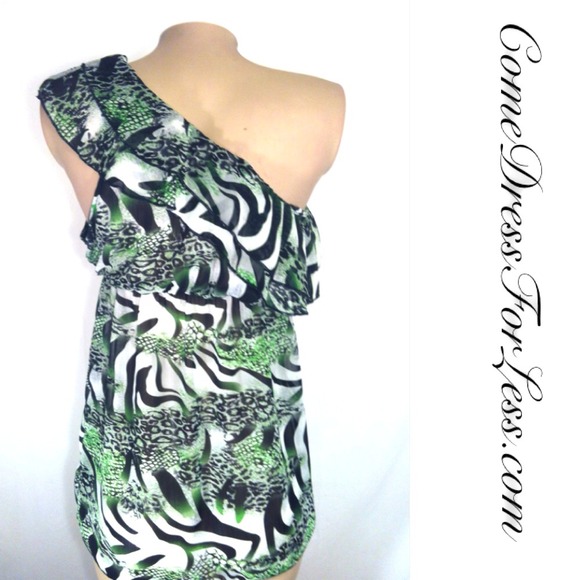 Maya Green & Black Print Top - Picture 4 of 4