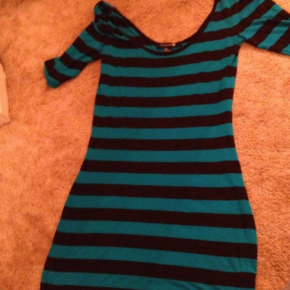 Teal and black form fitting dress - Picture 1 of 1