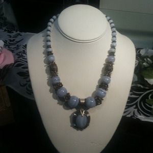 Silver Necklace with Tiger Eye Stones