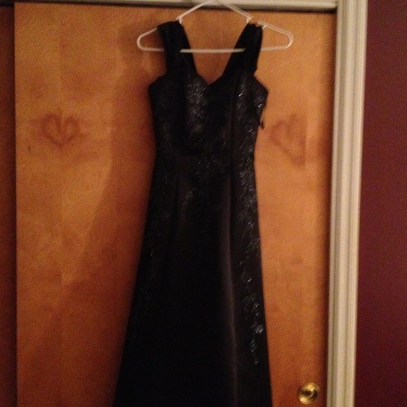 Black beaded prom dress