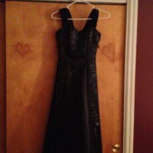 Black beaded prom dress