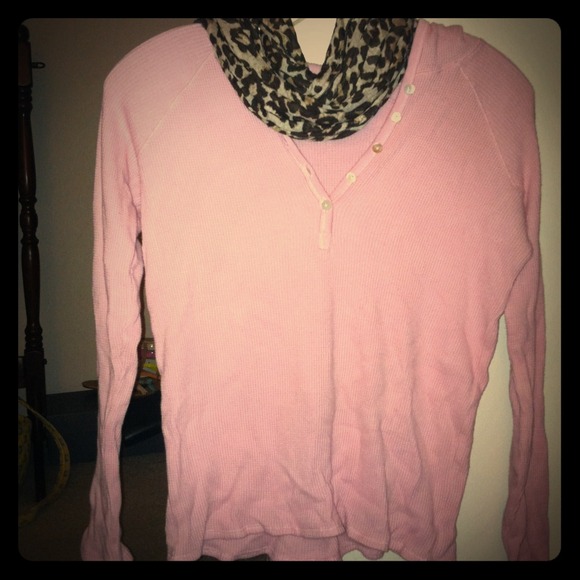 Pink Thermal Henley Hoodie! ❗ Clearance❗