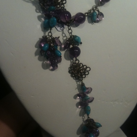 Amethyst And Turquoise long necklace - Picture 2 of 4