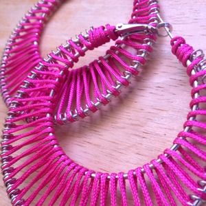 Hot Pink Thread Loop Earrings