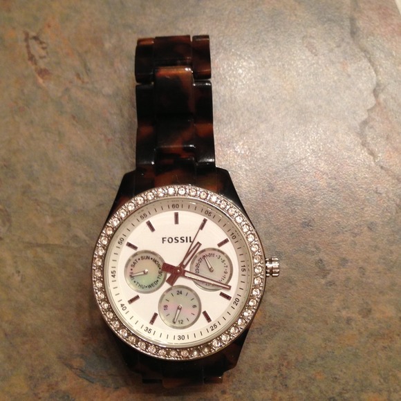 SOLD in bundle - Fossil tortoise shell watch - Picture 1 of 3