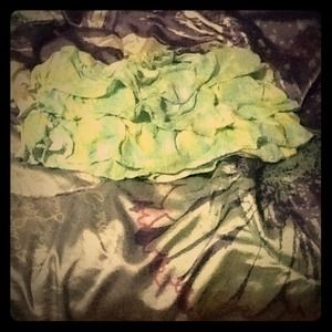 Blue green yellow ruffled miniskirt