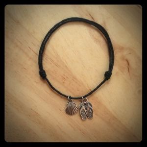 Seashell & Sandals Charm Adjustable Hemp Bracelet