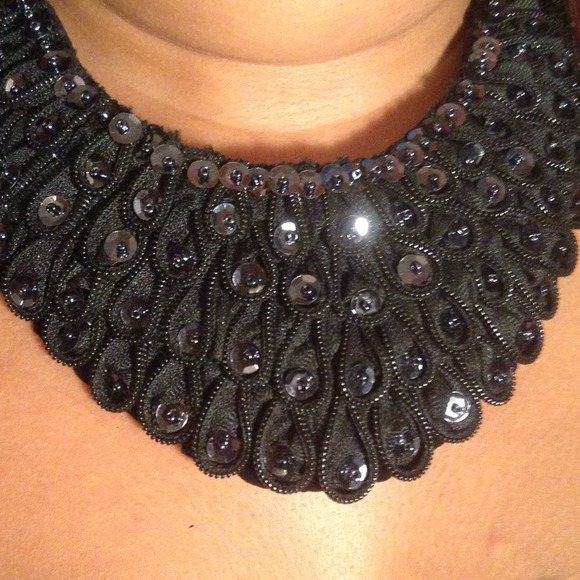 Handmade black sequence bib - Picture 2 of 3