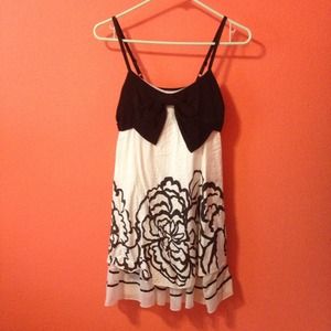 Black & White Dress w/ Flower Design