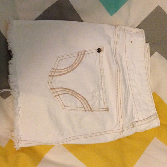 White hollister mini denim skirt