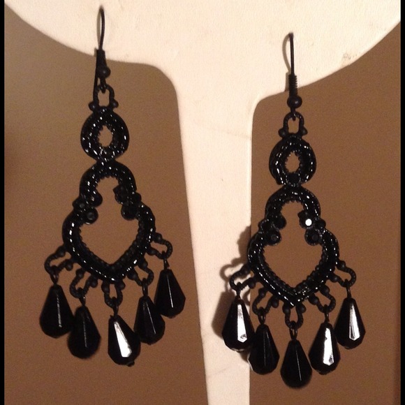 Black chandelier earrings