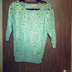 Bright mint green Lacey top