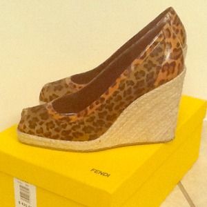 Fendi Espadrille Wedge Peep Toe Shoe