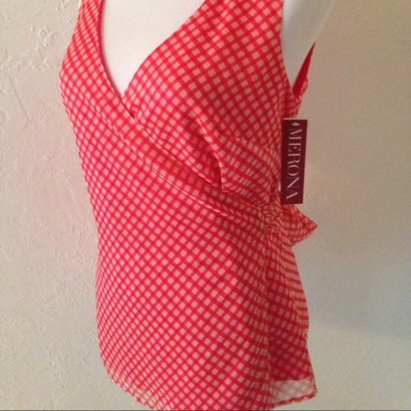 Gingham Wrap Top - Picture 2 of 5