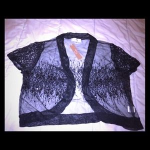 Sequin sheer shrug, size large, NWT.