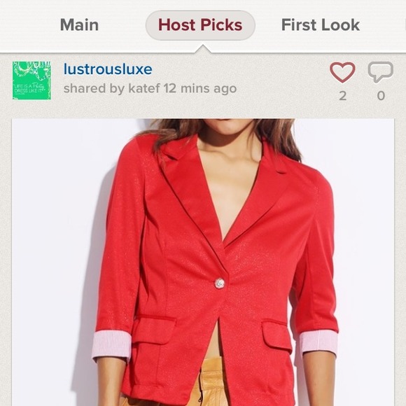 😍HOST PICK😍Red Cuffed Blazer - Picture 3 of 3