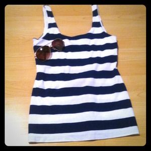 Preppy Navy and white striped shirt