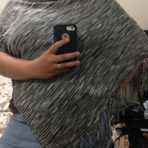 Black/gray/white poncho