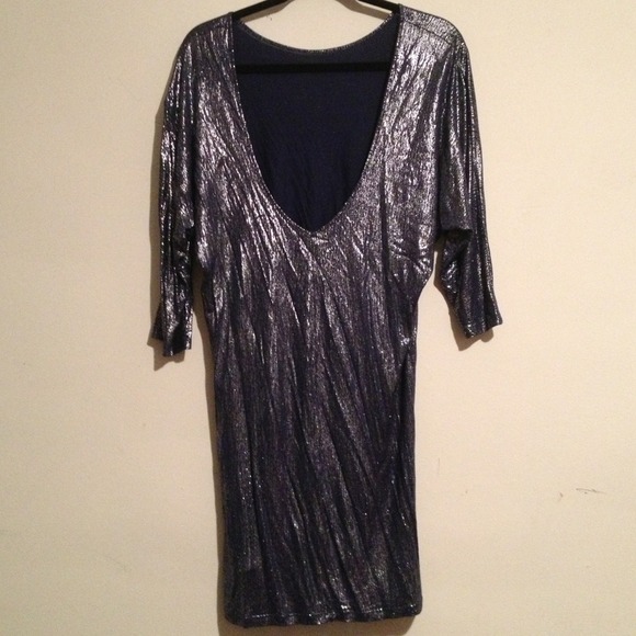 ❗Sale❗Zara Blue & Silver Mini Dress - Picture 3 of 4