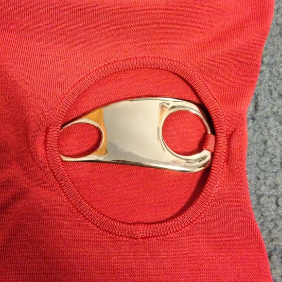 One Shoulder Red Dress with Cutout - Picture 3 of 3