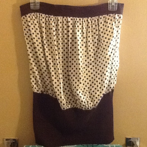 reserved for Cet  bebe brown silk dot tube top L