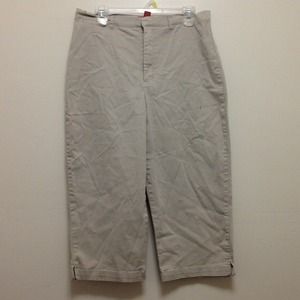 Khaki-colored capri pants