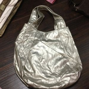 Metallic silver large boho purse