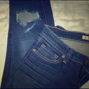 J Brand Indigo Wounded Knee Skinny Jeans