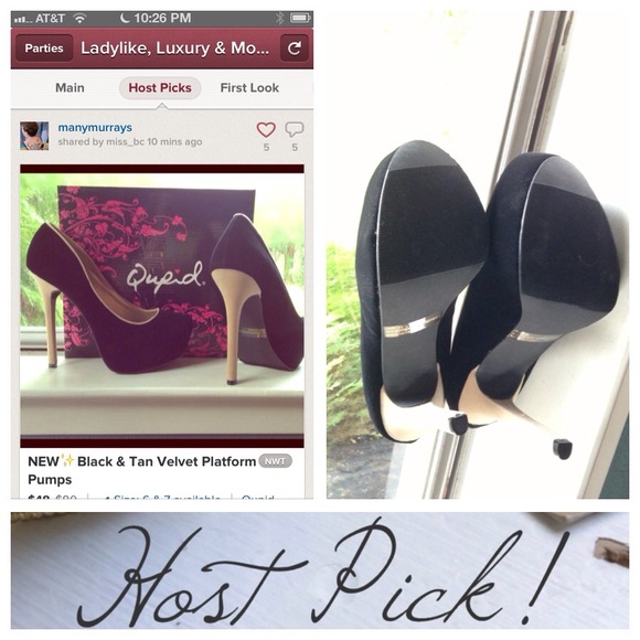 ❌BUNDLED/SOLD❌Black & Tan Velvet Platform Pumps - Picture 4 of 4