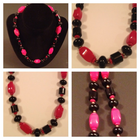 Red and Black Bead Necklace