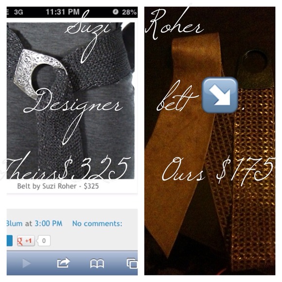 Suzi Roher gold leather woven fashion belt med main image 5