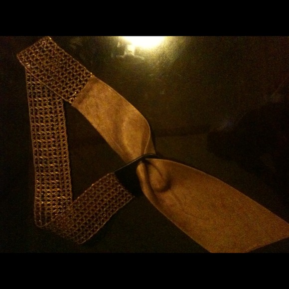 Suzi Roher gold leather woven fashion belt med main image 4