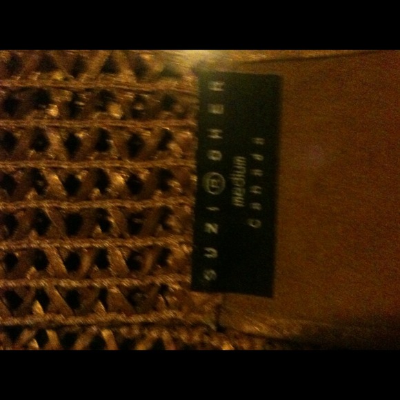 Suzi Roher gold leather woven fashion belt med
