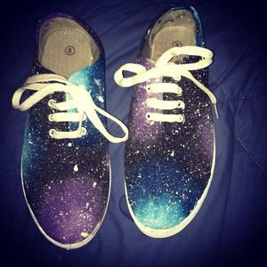 Custom painted galaxy low top sneakers