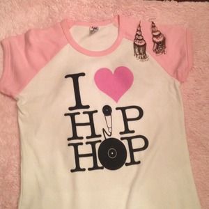 Pink with white hip hop t-shirt