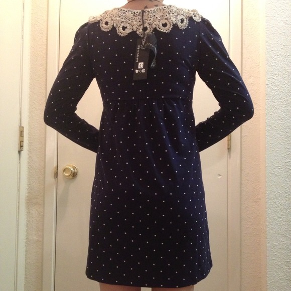 Navy Princess dress w/ star pattern & diamond bow - Picture 2 of 3