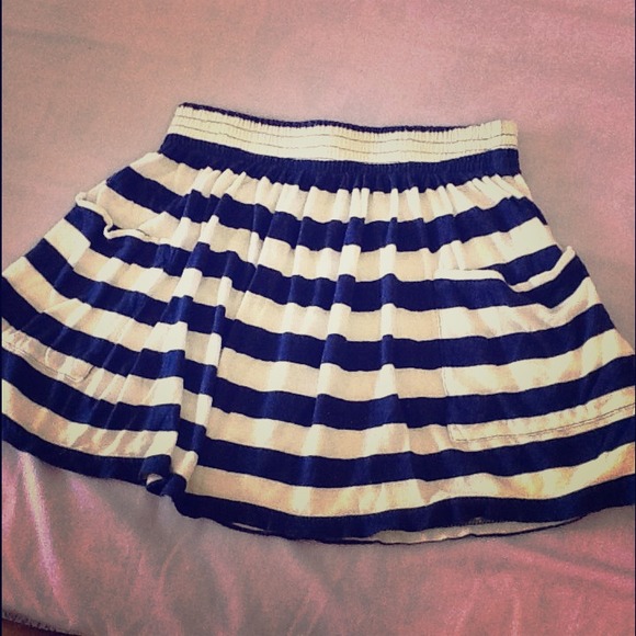 Dark Blue and White Striped Skirt