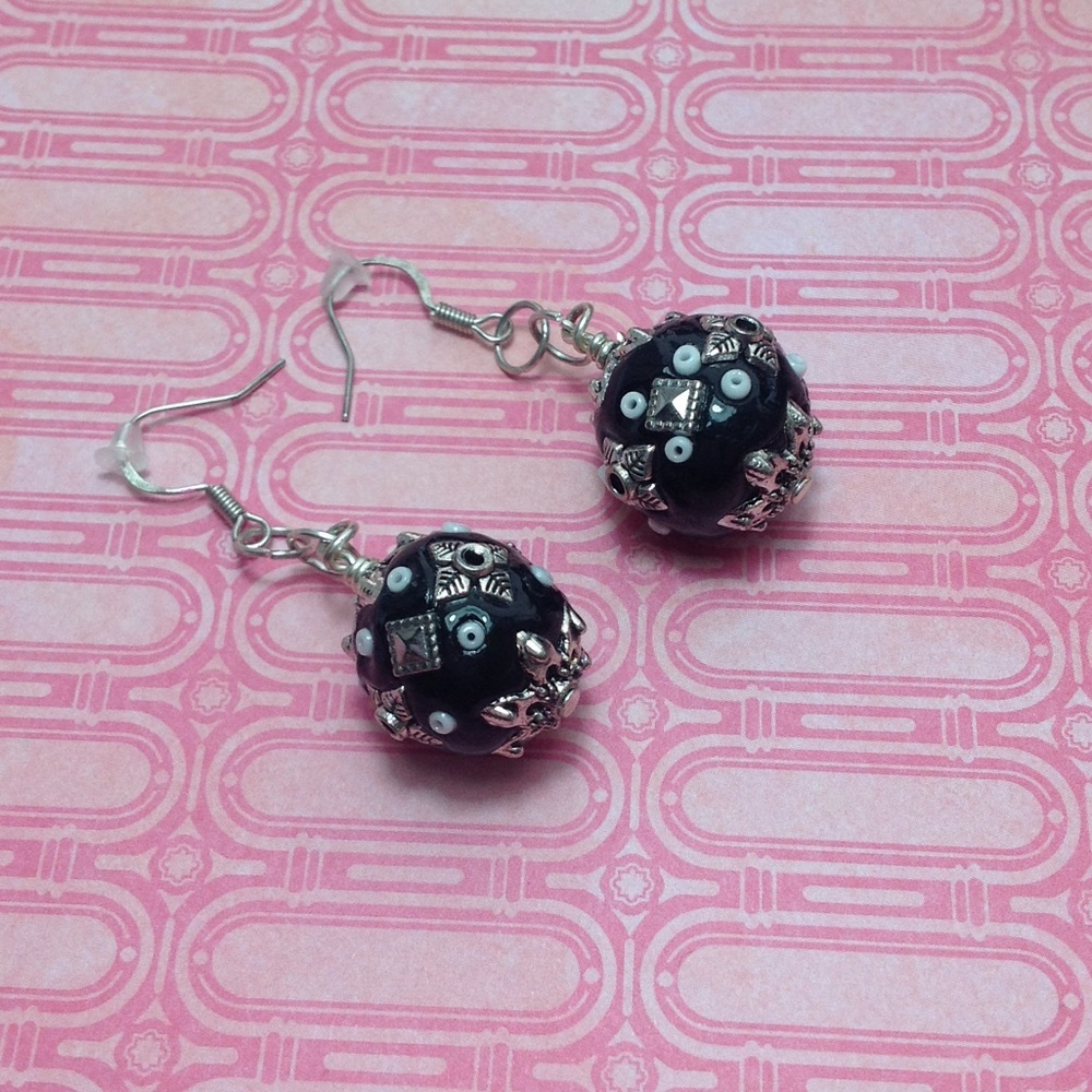 Silver and Black Earrings