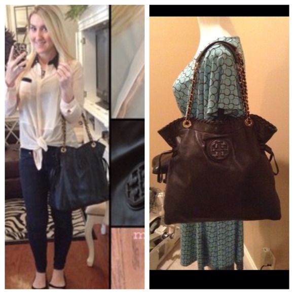 ❌SOLD❌ Tory Burch Marion Tote Black Leather - Picture 4 of 4