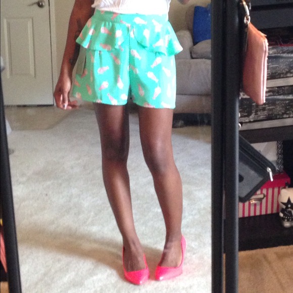 Mint green peplum short ON HOLD