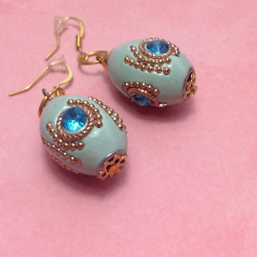 Blue Ornate Earrings