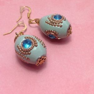 Blue Ornate Earrings